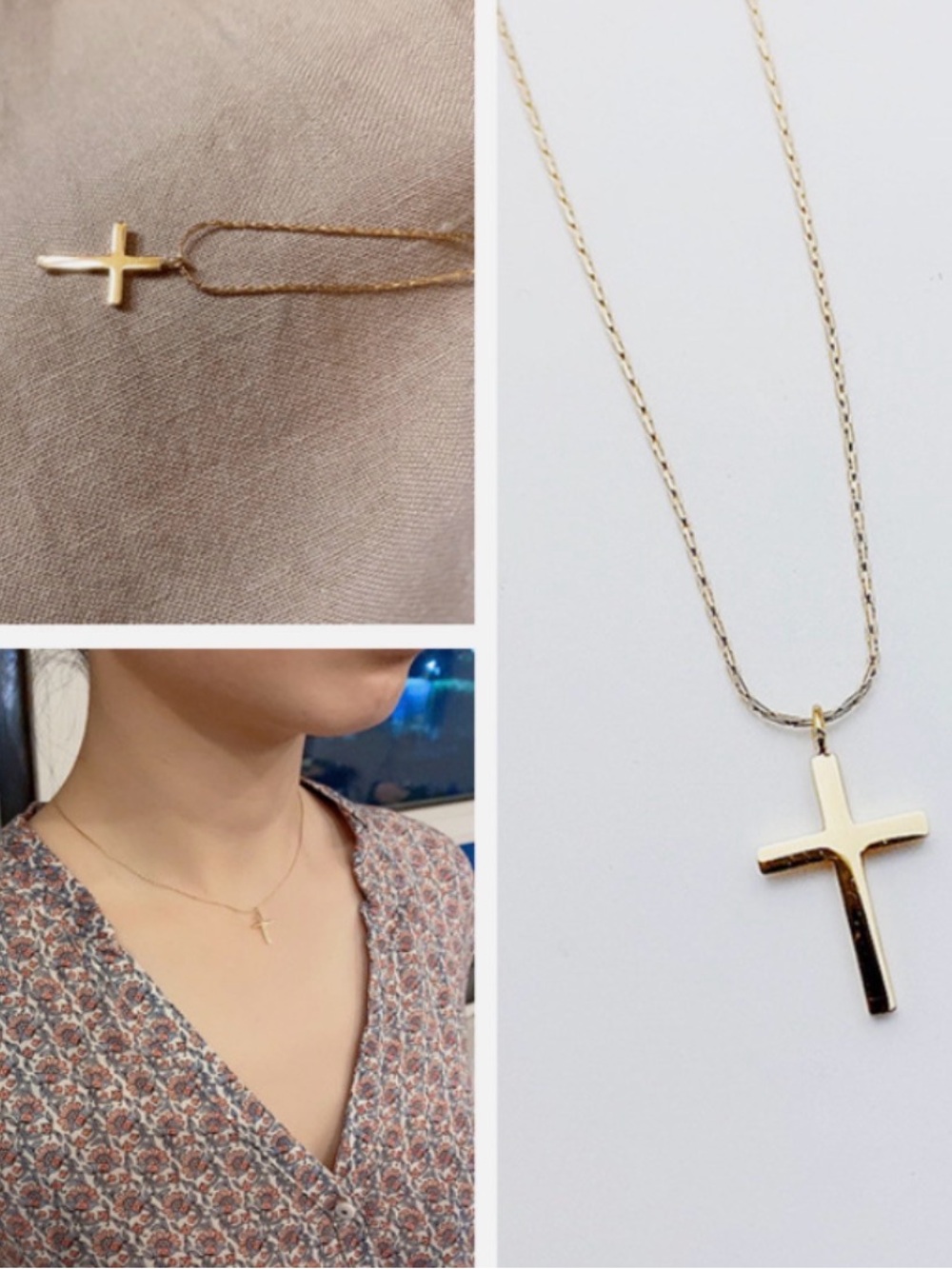 Gold Cross Pendant Necklace - Women Jewelry